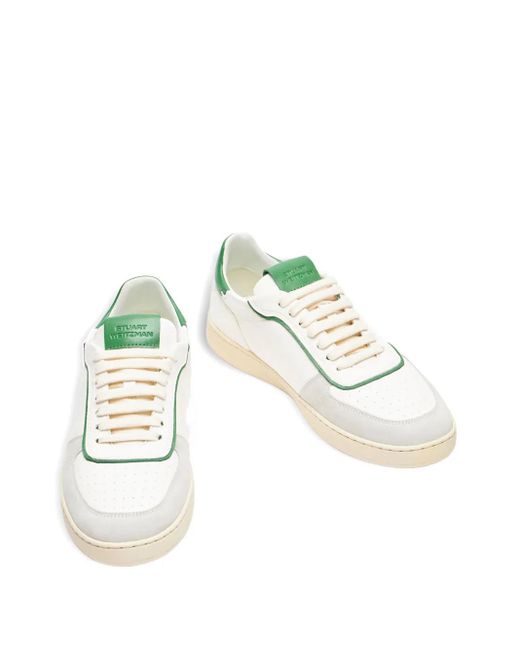 Stuart Weitzman White Perforated Derby Sneakers for men