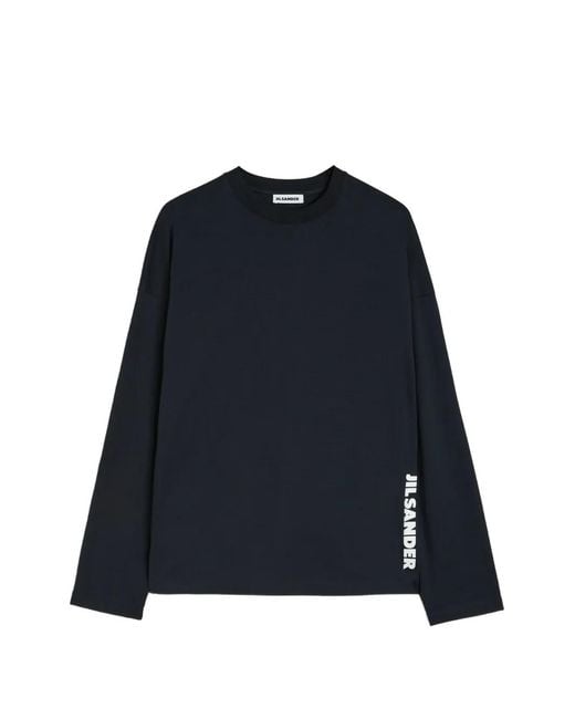 Jil Sander Blue T-Shirt À Coupe Boxy Et Logo Imprimé for men