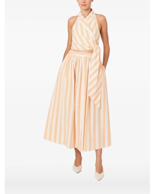 Rosie Assoulin Natural Striped Halter Top