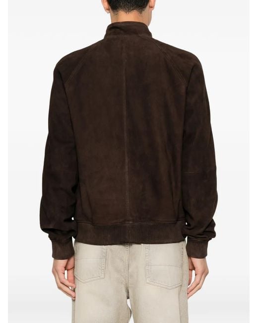 DSquared² Brown Button-Collar Suede Jacket for men