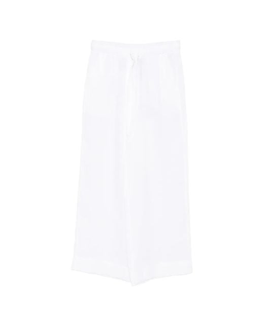 Marella White Drawstring Linen Trousers