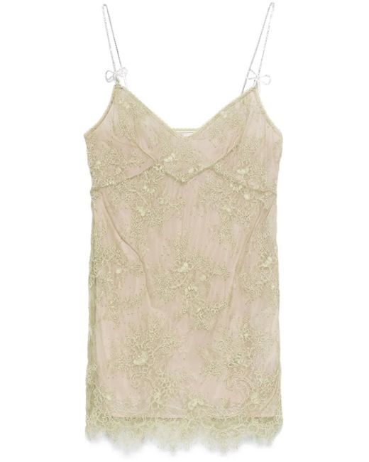 Blumarine Natural Corded-Lace Mini Dress