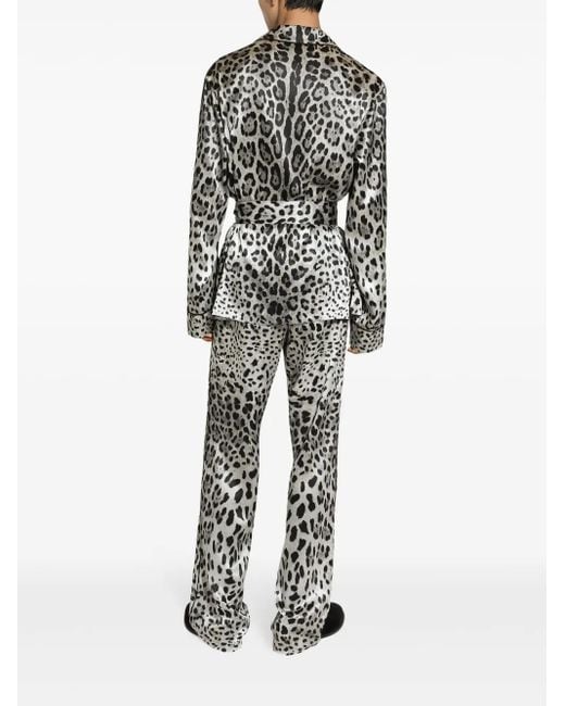 Dolce & Gabbana Black Leopard-Print Silk Shirt for men