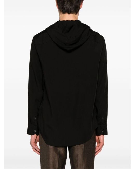 Emporio Armani Black Button-up Hooded Shirt for men