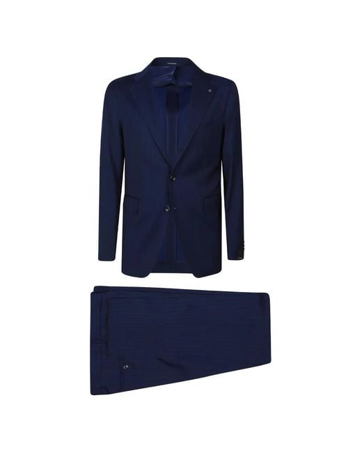 Tagliatore Blue Pinstripe Wool Suit for men