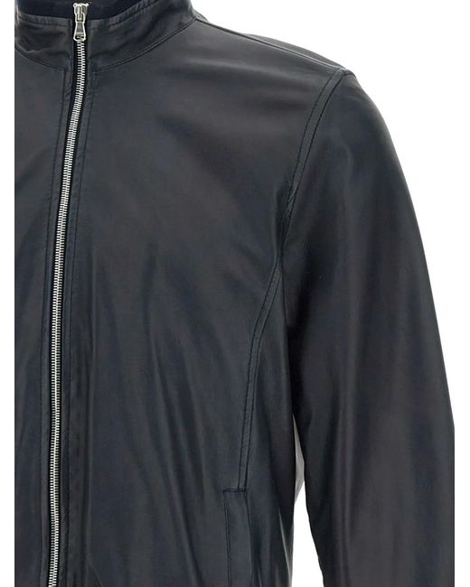 Barba Napoli Blue Leather Jacket for men