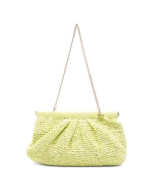 Marella Yellow Paprica Woven Chain Clutch Bag