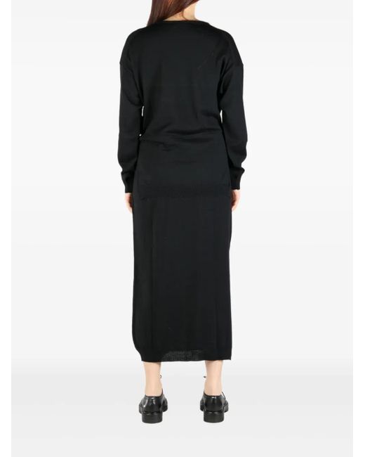 Lemaire Black Knot-Detail Midi Dress