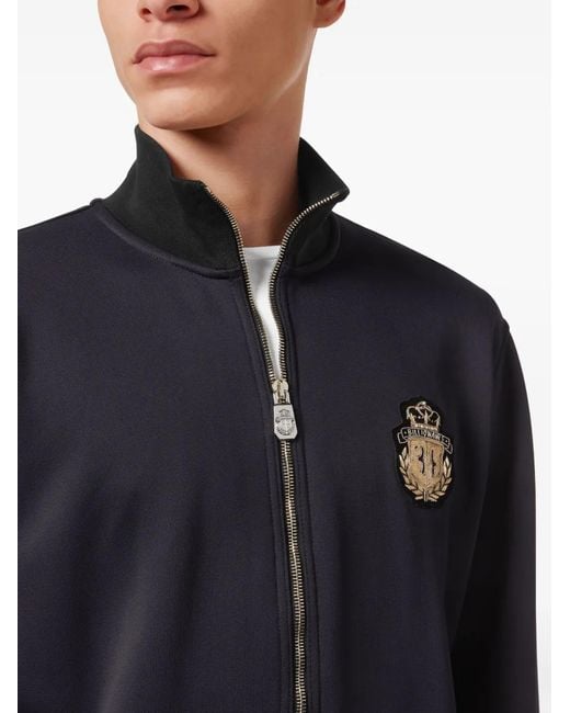 Billionaire Blue Sweat Zippé À Patch Logo for men