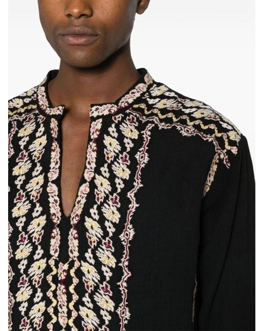 Isabel Marant Black Cikariah Embroidered Shirt for men
