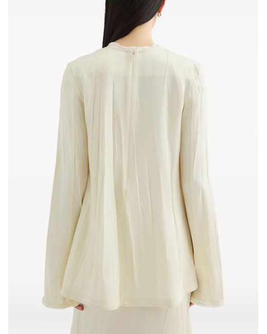 Jil Sander White Klassische Satinbluse
