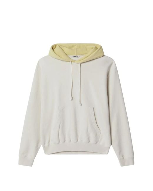 Auralee White Drawstring Pouch-Pocket Hoodie for men