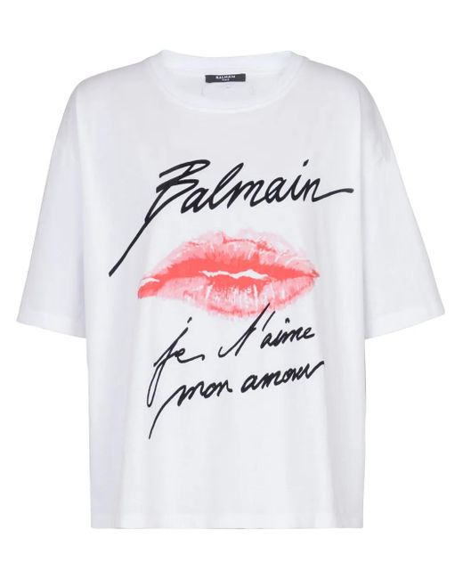 【関税＆送料込み】Balmain Kiss Print T-Shirt Relaxed T-shirt with Kiss print - Men | BALMAIN