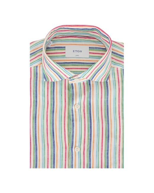 Eton of Sweden White Stripe Linen Shirt for men