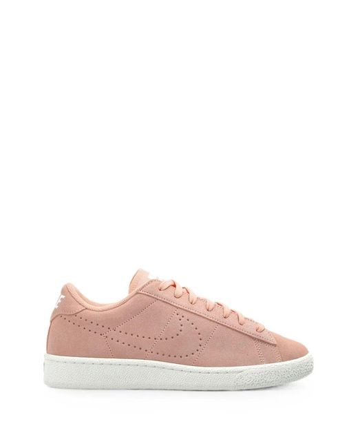 Nike Pink Perforated-Logo Suede Sneakers