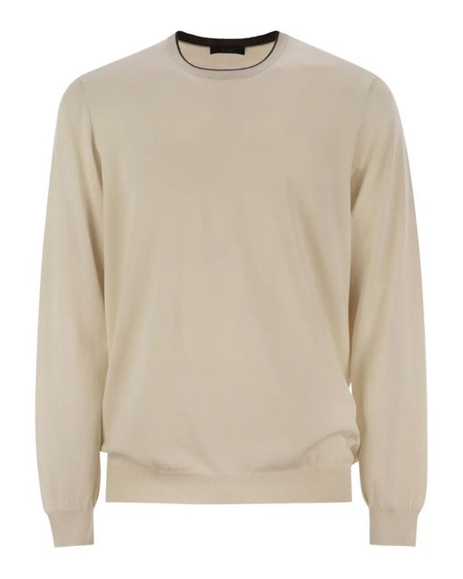 Fay Natural Crew-Neck Logo Jumper for men