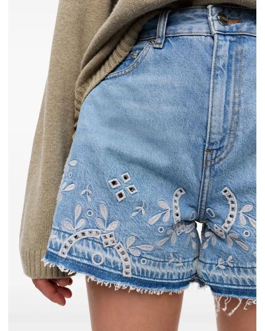 Ganni Blue Broderie Shorts