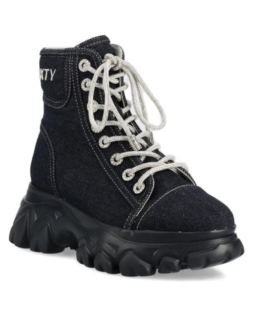 Miss Sixty Black Denim Lace-Up High-Top Sneakers