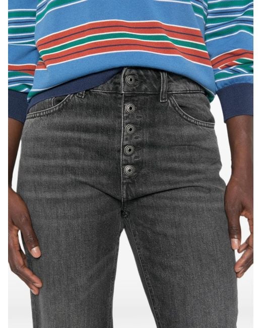 Dondup Gray Koons Button-Fly Cropped Jeans