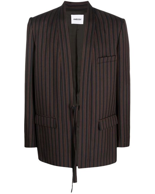 Ambush Black Pinstripe Single-Breasted Blazer for men