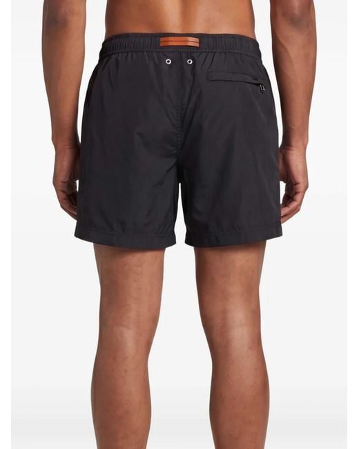 Zegna Black Drawstring Swim Shorts for men