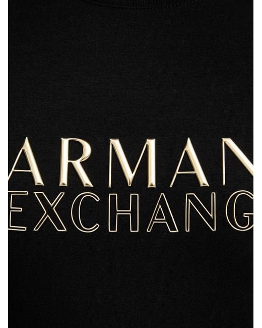 ARMANI EXCHANGE Black Logo-Lettering T-Shirt
