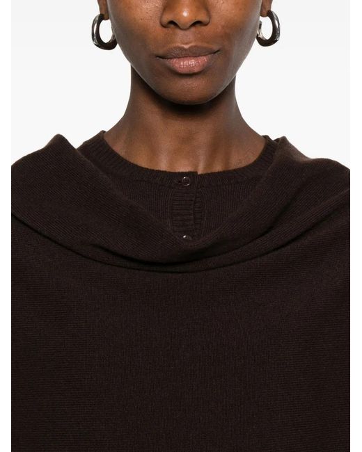 Bompard Black Cowl-Neck Cashmere Poncho