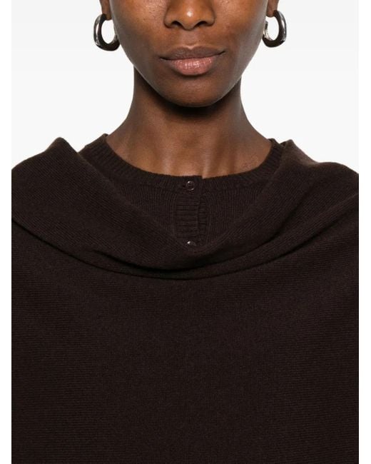 Eric Bompard Black Poncho Aus Kaschmir Mit Wasserfallkragen