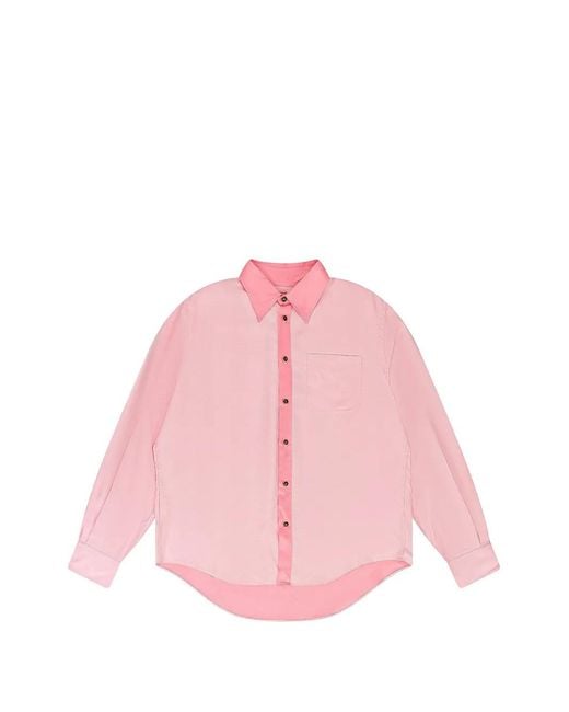 4SDESIGNS Pink Button-Down Long-Sleeve Shirt for men