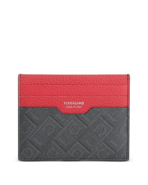 Ferragamo Red Patterned Cardholder for men