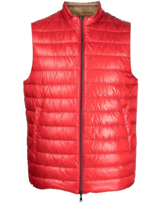 Herno Red Reversible Two-Tone Waistcoat for men