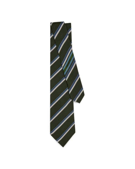 Ferragamo Green Regimental Jacquard Silk Tie for men
