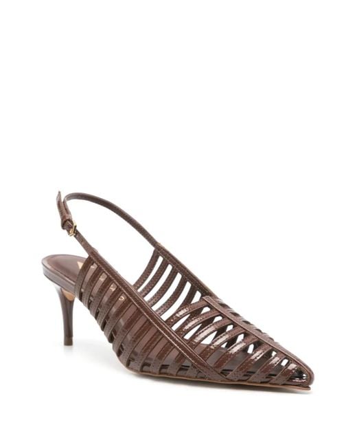Carrano Brown 70Mm Leather Slingback Pumps