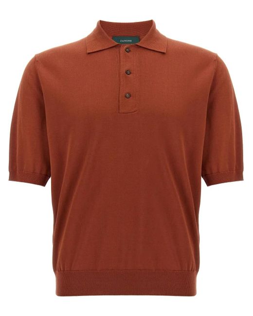 Zanone Brown Cotton Polo Shirt for men