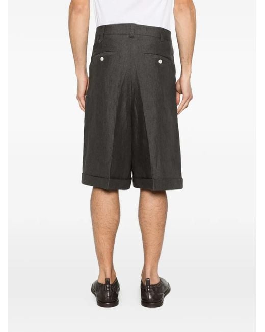 Jacquemus Gray Pastro Pleated Cuffed-Hem Shorts for men