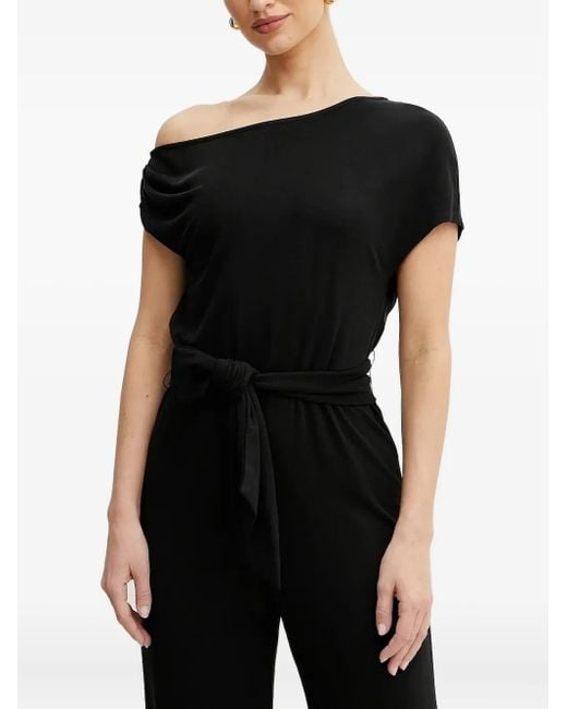 Guess Black Off-Shoulder Belted Jumpsuit