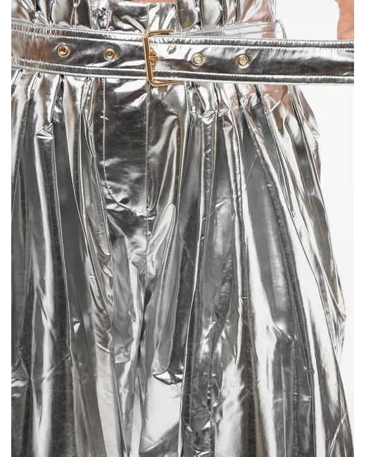 Balmain Metallic Pleated High-Waisted Tapered Trousers