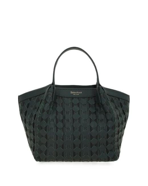 Serapian Black Mini Mosaico Tote Bag
