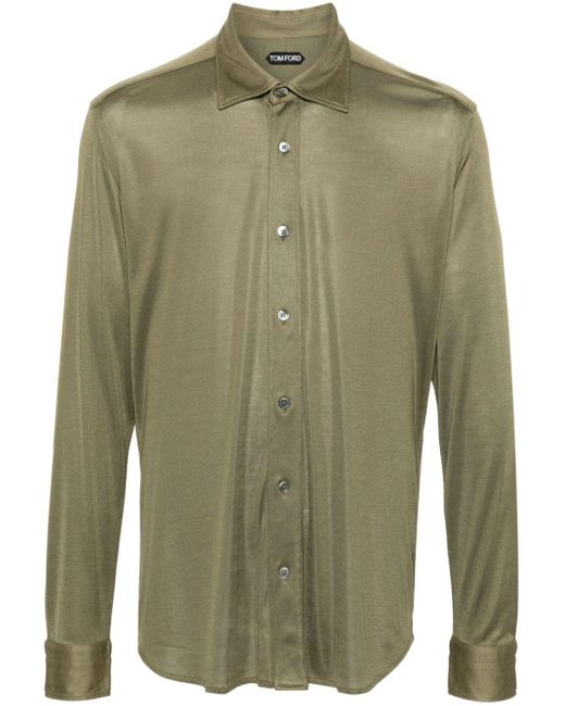 Tom Ford Green Long-sleeve Silk Shirt for men
