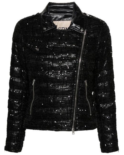 Herno Black Sequin-embellished Padded Jacket
