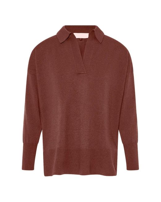 Yves Salomon Red Polo-Collar Sweater