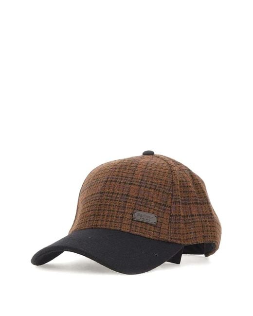 メンズ Barbour ハウンドトゥース キャップ Brown