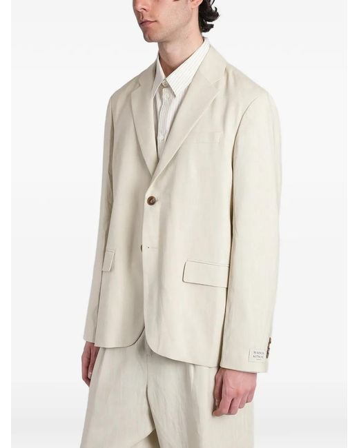 Maison Kitsuné White Logo-Patch Single-Breasted Tailored Blazer for men