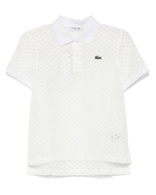 Lacoste モノグラム レース ポロシャツ White