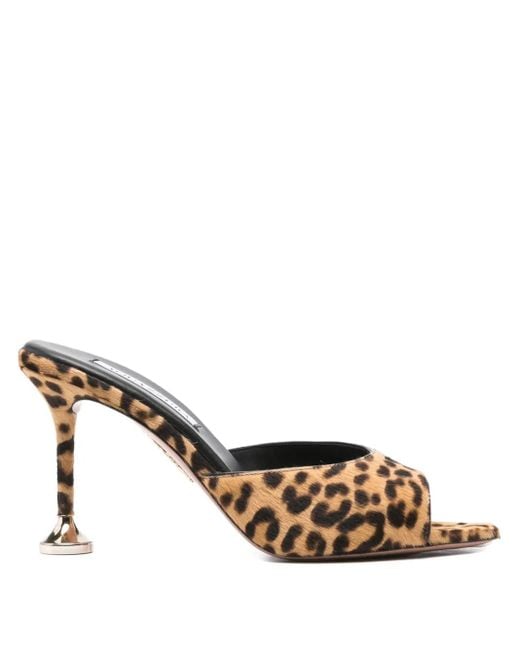 Aquazzura Metallic 95Mm Leopard-Print Heeled Mules