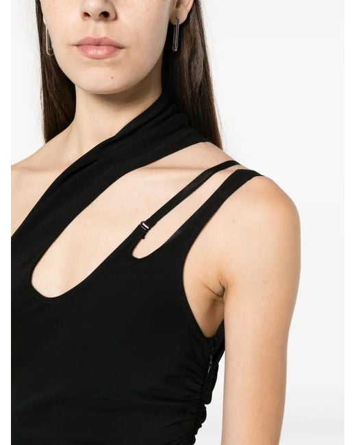 Mugler Black Ro1308 Midi Dress