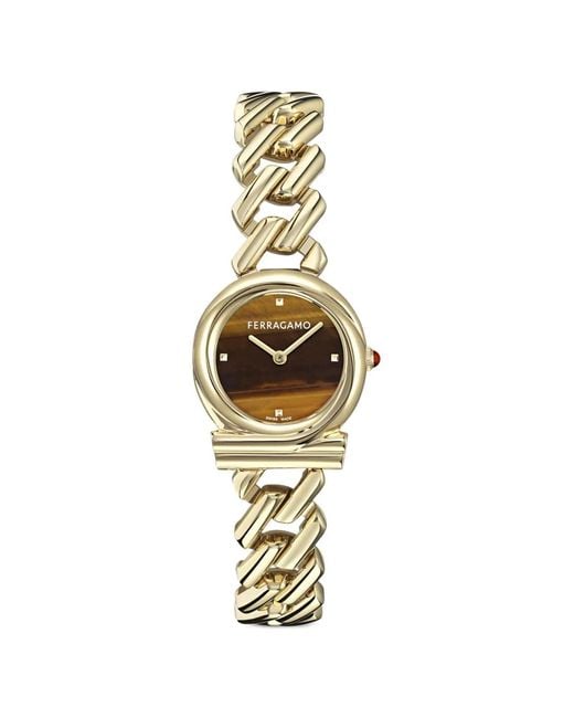 Ferragamo Metallic Gancini Twisted Chain 28Mm Watch