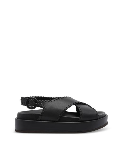 Paloma Barceló Black Open-Toe Buckle-Fastening Sandals