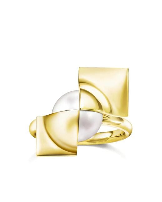 Tasaki Metallic 18K M/G Square Leaf Pearl Ring
