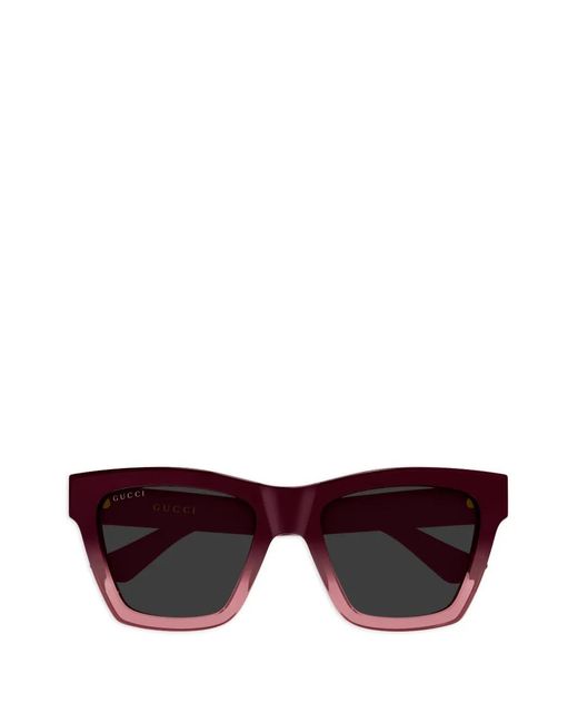 Gucci Purple Geometric-Frame Logo Sunglasses